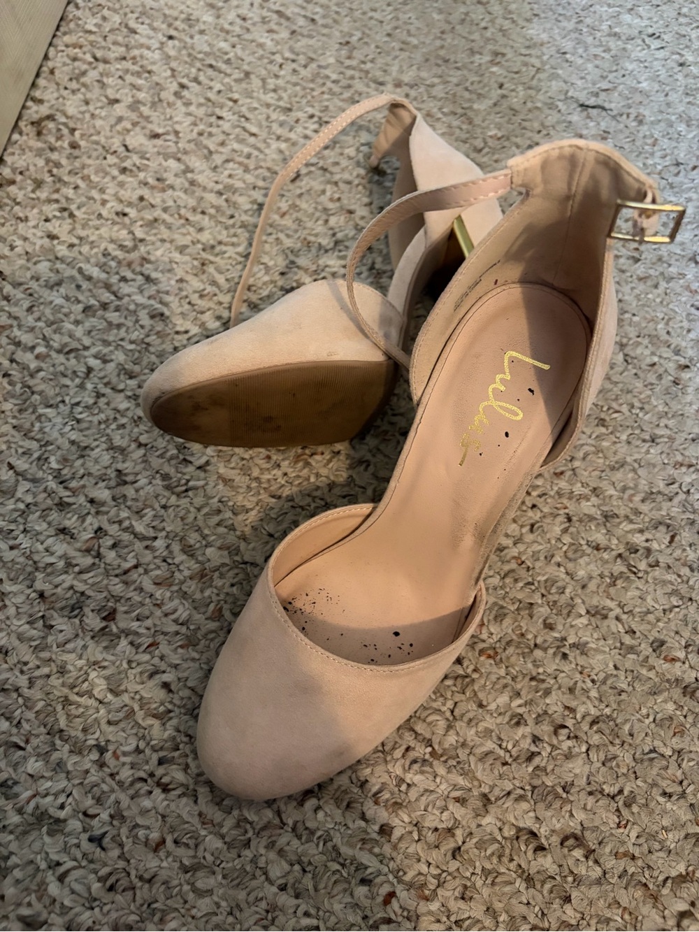 Lulu’s Nude Ankle Strap Closed Round Toe Sandal Heels - Picture 12 of 12